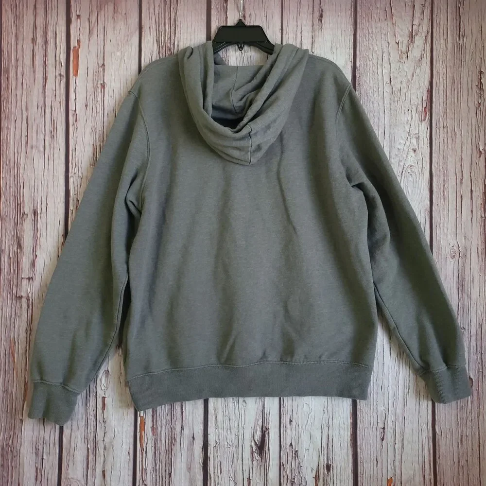 The North Face Mens L Gray Fleece Pullover Hoodie Graphic Logo Kangaroo Pocket